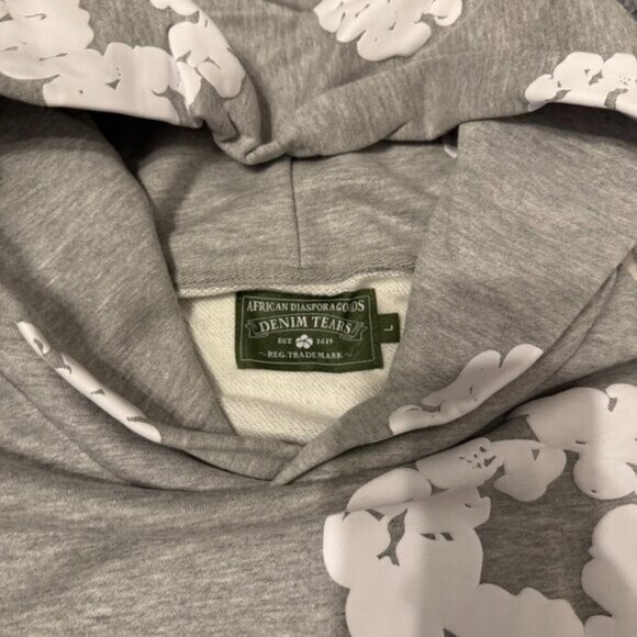 Denim Tears The Cotton Wreath Gray Pullover Hoodie Men’s Size Large - Picture 2 of 3